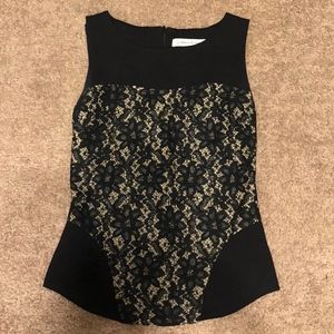 Graham & Spencer Black Sleeveless Top with Lace